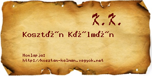 Kosztán Kálmán névjegykártya